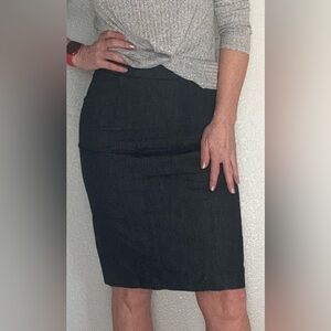 Halogen Dark Blue Jean Knee-Length Pencil Skirt for Work or Fun